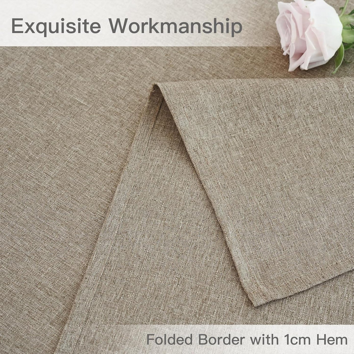 maxmill Rectangular Tablecloth Linen Texture Stain Proof Waterproof Wrinkle Free Spillproof Washable Slubby Texture Table Cloth Farmhouse Tablecloths for Dining Party Holiday, 60 x 140 Inch, Mocha