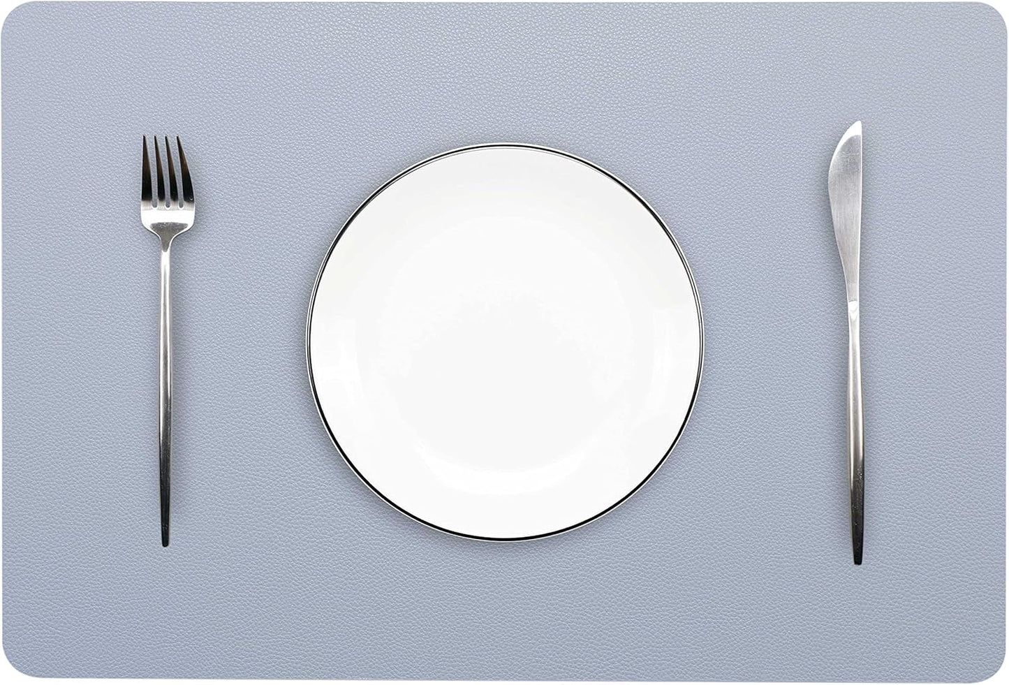 Wipeable Placemats Leather Table Mats Waterproof Heat-Resistant Easy to Clean for Dining Table Set Kitchen Table (6, Pale Blue)