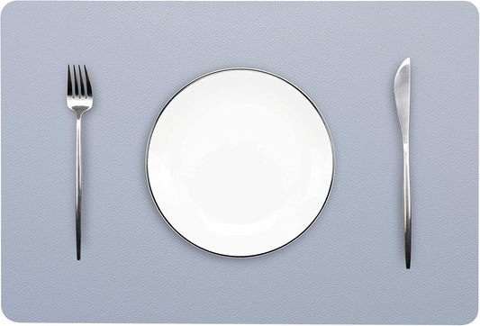 Wipeable Placemats Leather Table Mats Waterproof Heat-Resistant Easy to Clean for Dining Table Set Kitchen Table (6, Pale Blue)