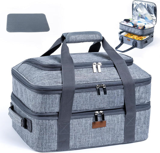 BAGSPRITE Expandable Insulated Casserole Carrier for Hot or Cold Food, Casserole Dish Carrying Case,Thermal Lasanga Lugger Tote for Pockluck, Parties, Picnic, Fits 9" x 13" Baking Dish,