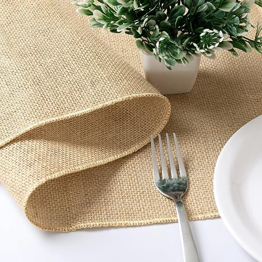 6-Pack Burlap Table Runners 12 x 72 Inches – Natural Jute Rustic Farmhouse Table Decor for Kitchen, Dining, Thanksgiving, Fall Parties & Crafts