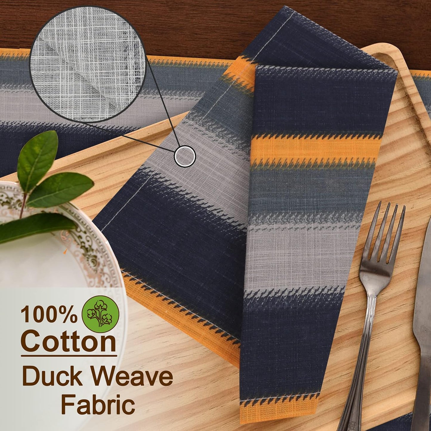 RUVANTI Cloth Napkins Set of 12 Cotton 100%, 18x18 Inches Napkins Cloth Washable, Soft, Absorbent. Cotton Napkins for Parties, Christmas, Thanksgiving, Weddings, Dinner Napkins Cloth - Stripes