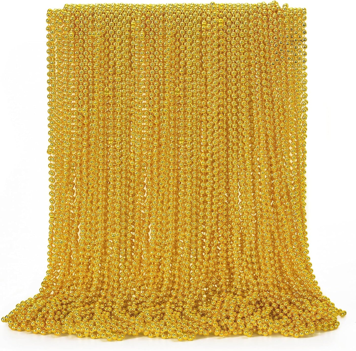 72PCS Mardi Gras Beads, Gold Bead Necklace Christmas Stuff Bulk, 33" Mardi Gras Beads Necklace Costume Bulk, Festival Parade Throw for Christmas Mardi Gras St Patricks Birthday Pirate Party Supplies