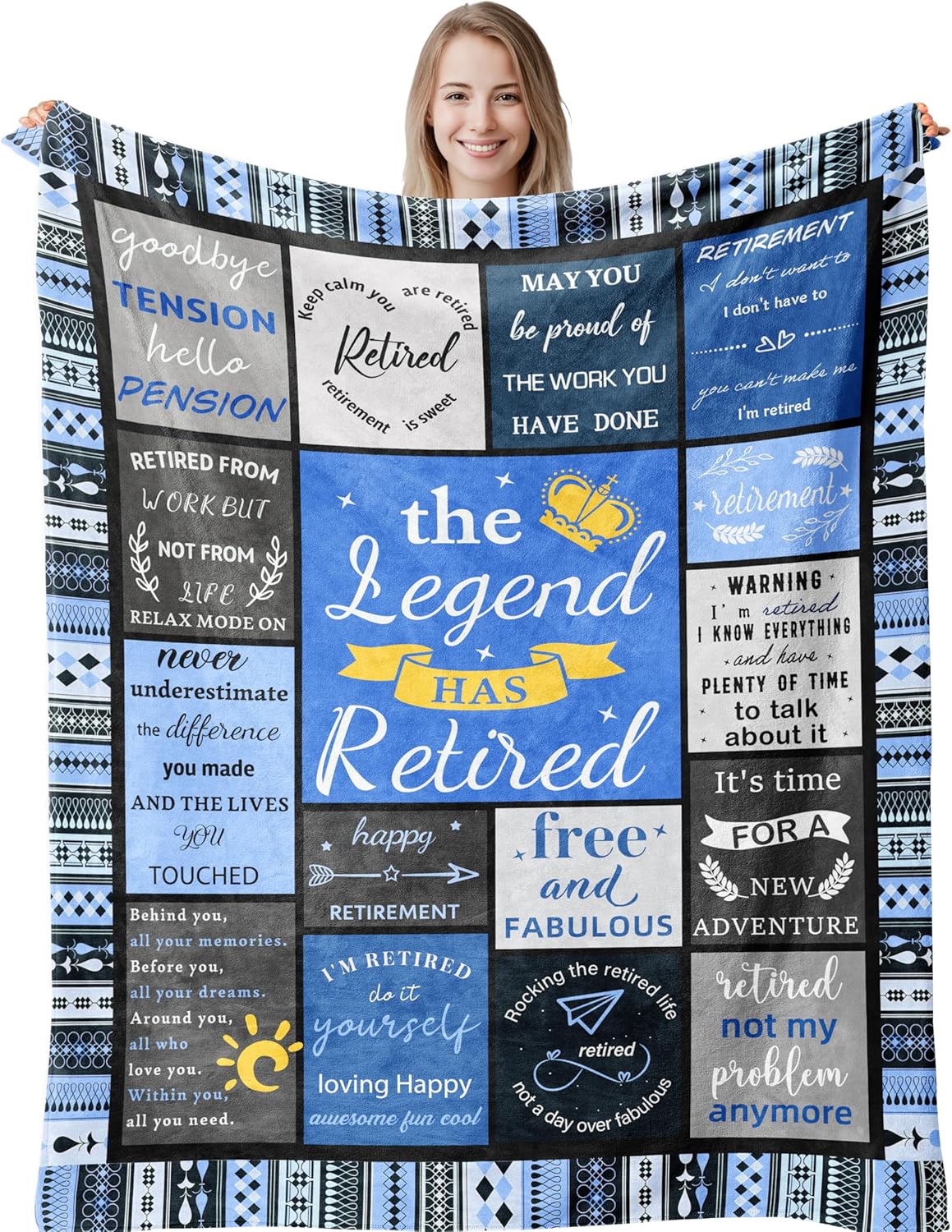 Funny Retirement Gifts for Men, Best Gifts for Retirement Men 2025, Retired Gift Ideas, Happy Retirement Present, Coworker Farewell Gift, The Legend Has Retired Soft Blue Blanket Throw 60"X50"