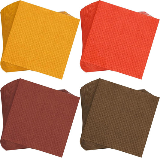 Resinta 120 Pieces Cocktail Napkin Thanksgiving Fall Paper Napkins Beverage Autumn Color Disposable Dinner Napkins Red Orange Yellow Green Luncheon Napkins for Party Favors, 4 Colors