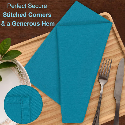 Ruvanti Cloth Napkins Set of 4, 18x18 Inches Napkins Cloth Washable, Soft, Durable, Absorbent, Cotton Blend. Table Dinner Napkins Cloth for Hotel, Lunch, Restaurant, Wedding Parties - Teal