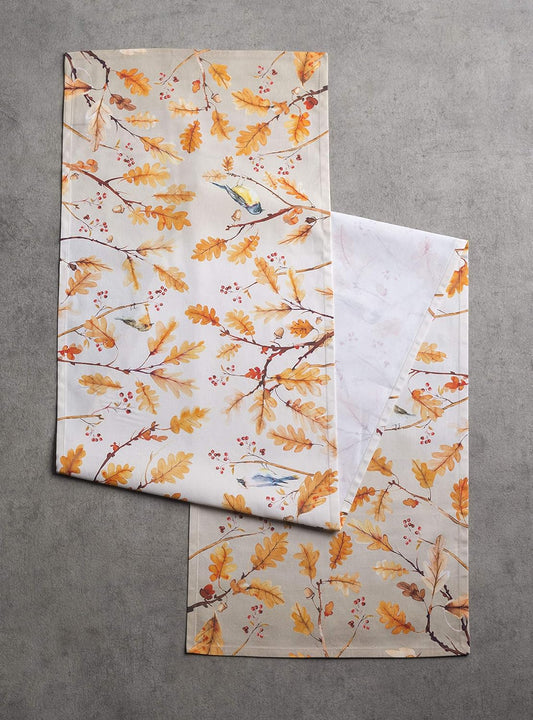 Maison d' Hermine Table Runner 100% Cotton Single Layer Table Runners 36 inches Long for Thanksgiving Christmas Decorations Home Kitchen Dining Party Wedding (Oak Leaves, 14.5" x 36")