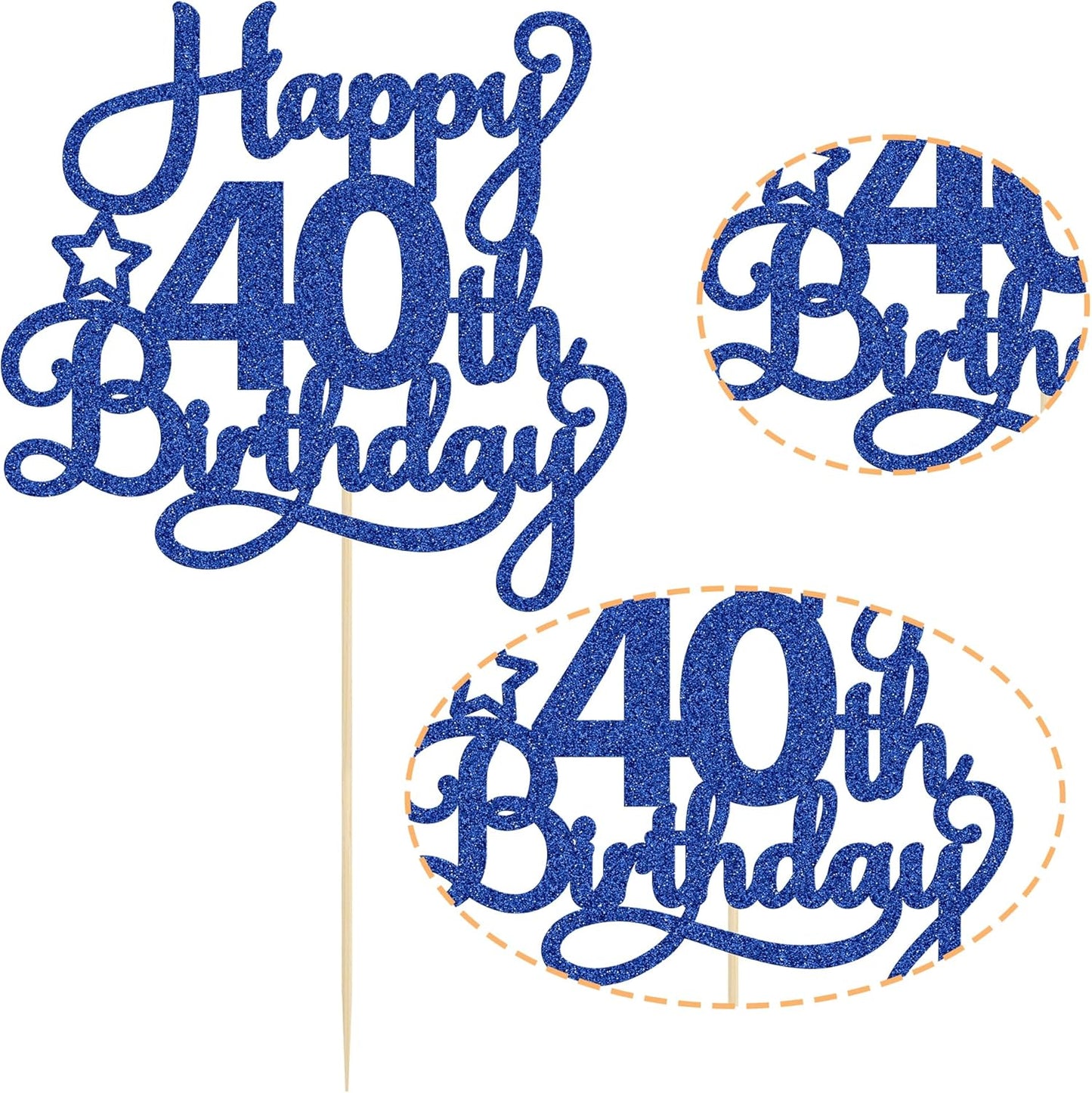 1 Pack Happy 40th Birthday Cake Topper Blue Glitter 40 & Fabulous Cheers to 40 Years Old 40th Birthday Cake Pick for Celebrating 40th Birthday Anniversary Party Cake Decorations Supplies