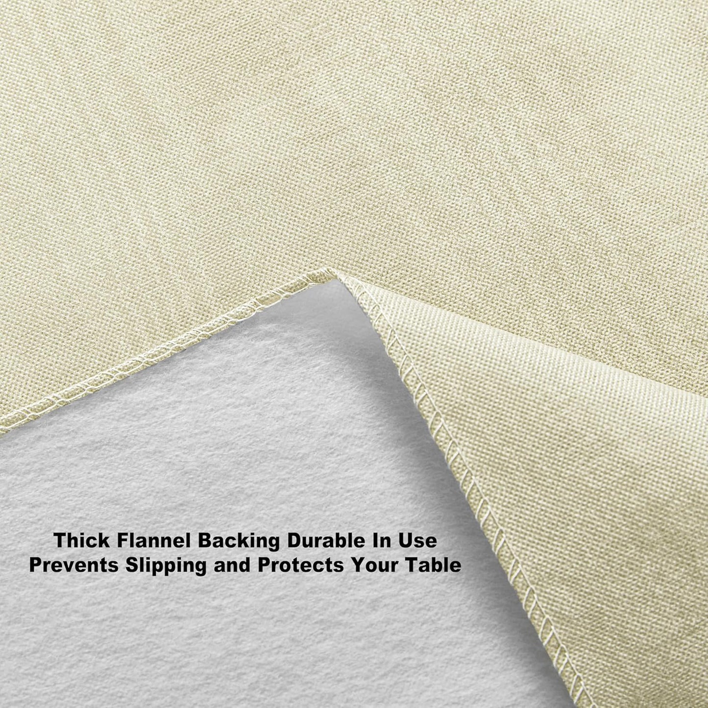 Newbridge Vinyl Flannel Backed Tablecloth, 60 x 102 Inch Rectangle, Beige Moire Wavy Solid Design, Heavyweight Indoor Outdoor Waterproof Table Cover, Easy Care Wipe Clean