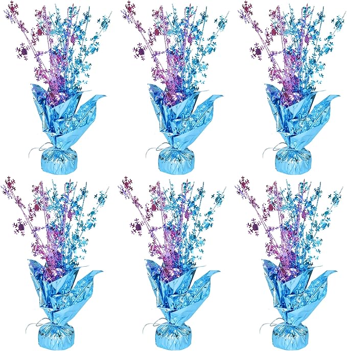 Gyufise 6 Pack Metallic Foil Spray Centerpiece Snowflake Table Decoration Burst Table Centerpieces Table Decor for Winter Wonderland Birthday Wedding Anniversary Holiday Party Supplies Pink Blue