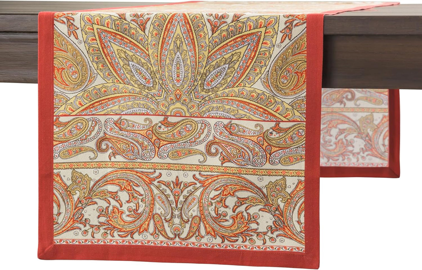 Maison d' Hermine Table Runner 100% Cotton Single Layer Table Runners 48 inches Long for Thanksgiving Christmas Decorations Home Kitchen Dining Party Wedding (Kashmir Paisley, 14.5" x 48")