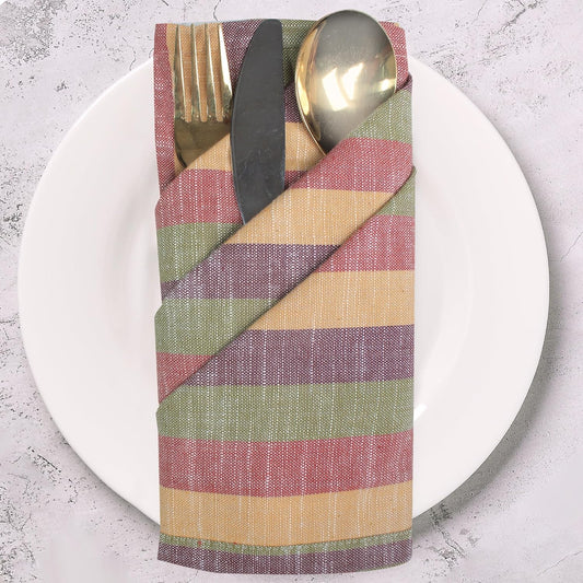 Urban Villa Fall Cloth Napkins Harvest Stripes Dinner Napkins Set of 12 (20X20 Inches) 100% Cotton Absorbent Thanks Giving Napkins Soft Durable Washable Reusable Ideal for Everyday Use Wedding Parties