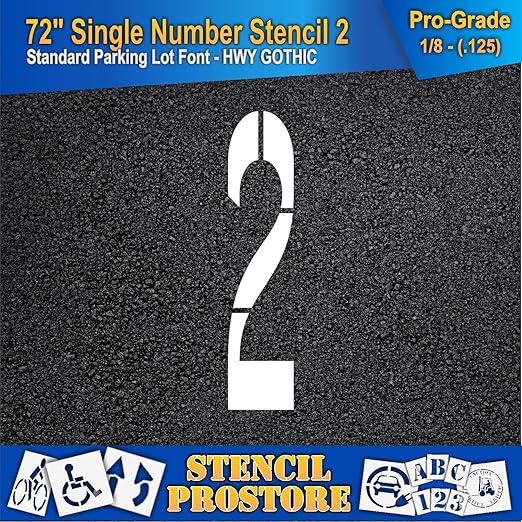 Pavement Stencils - 72 inch Single Number Stencil - 2-72" x 16" x 1/8" (128 mil) - Pro-Grade