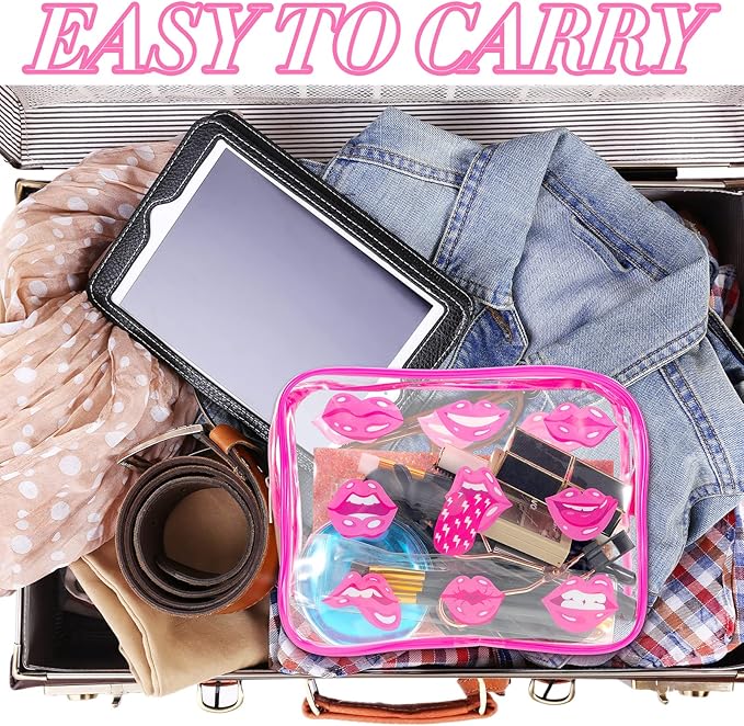 Cunno 6 Pcs Makeup Bags Gifts for Women Preppy Boho Smile Face Flamingo Clear Makeup Bags Cosmetic Transparent PVC Travel Toiletry Organizer for Birthday Party Favor(Preppy Style)