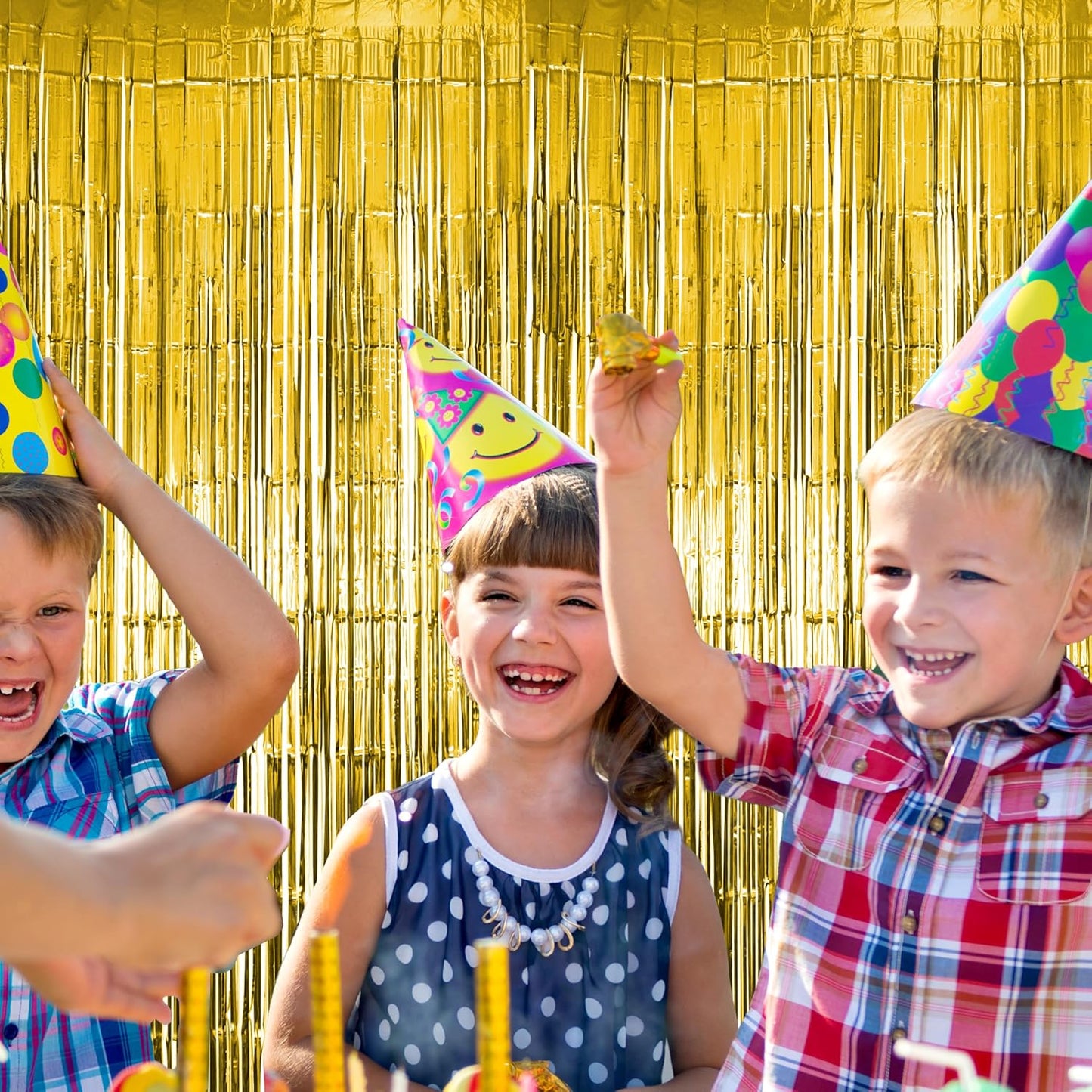 2 Pack Gold Fringe Curtain Party Backdrop, Gold Tinsel Backdrop, Decorations for Birthday, Holidays, Parties & More