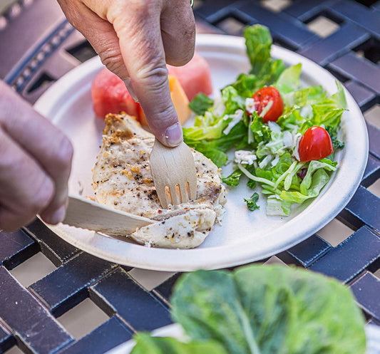 Disposable Wooden Cutlery Set - 100% Home Compostable - 100 Forks 6.5", Bamboo Utensils Alternative, Eco-Friendly, Organic, Sustainable and Carbon Neutral Certified