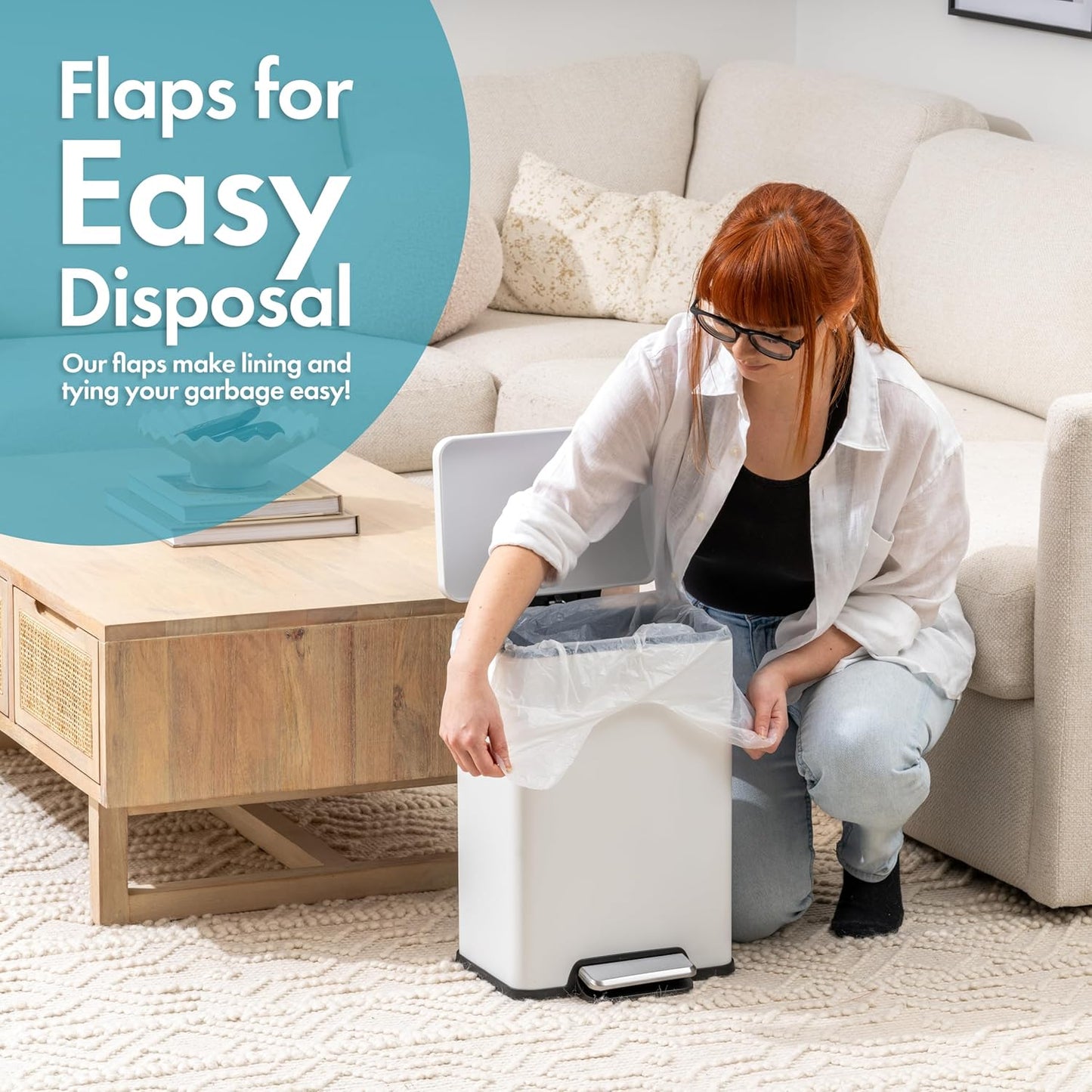 Trash Bags - Small Garbage Bags, Clear Trash Can Liners for Bathroom Bins, Bedroom, Office & Kitchen Waste, Multi-Purpose Household Wastebasket Cleaning Supplies - 4 Gallon, Pack of 3