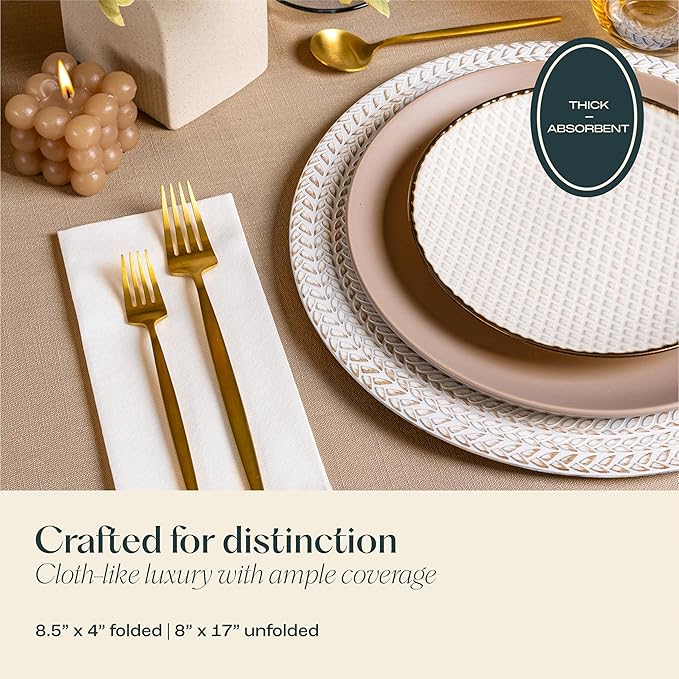 Disposable Linen-Feel Guest Hand Towels [MEDIUM SIZE - Pack of 3000] - Cloth-Like Hand Bathroom Napkins - Soft and Absorbent Paper Napkin for Kitchen, Bathroom, Party, Wedding, Or Event