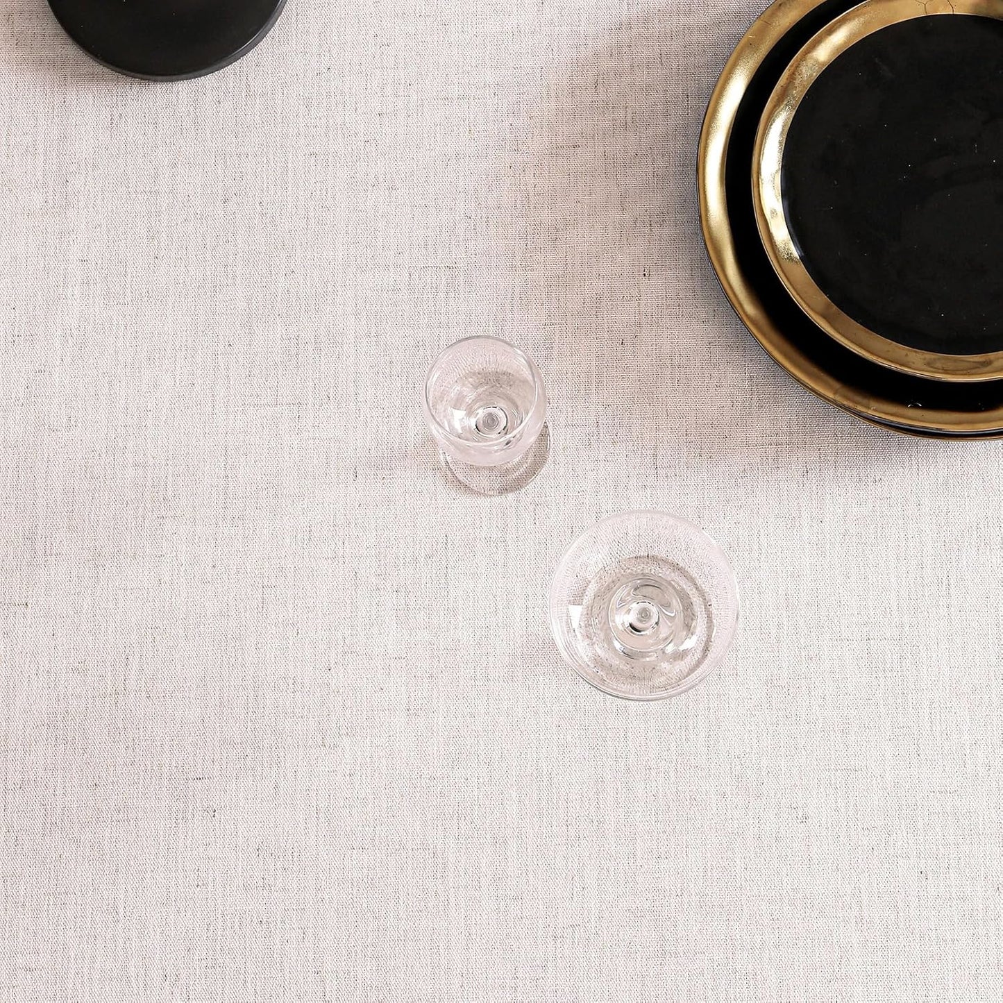 ISAENNE Ivory White Tablecloth for Round Tables,Linen Table Cloth Solid Color Plain Simplicity,Heavy Durable Table Cover for Dining Kitchen Decor Party Banquet,Diameter 55"