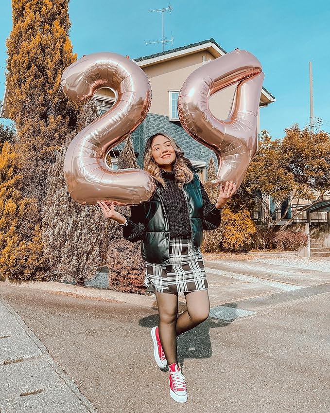 Rose Gold Number 0 Balloon 40 Inch, 0 Balloon Number for 10th 20th 30th 40th 50th 60th Birthday Decorations, Rose Gold Party Supplies