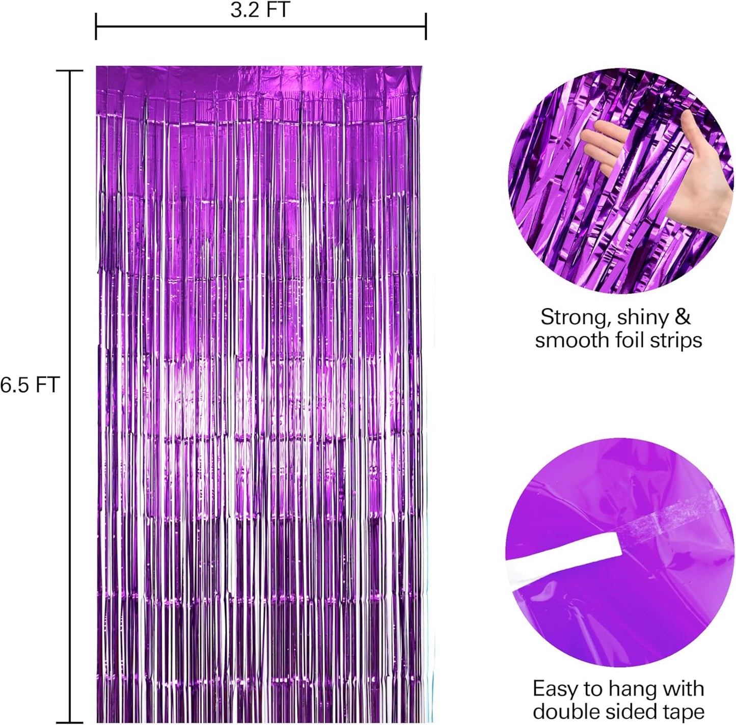 2 Pack Purple Fringe Backdrop Curtains, Purple Streamers Party Backdrop, Party Decorations for Birthday, Holidays, Parties & More