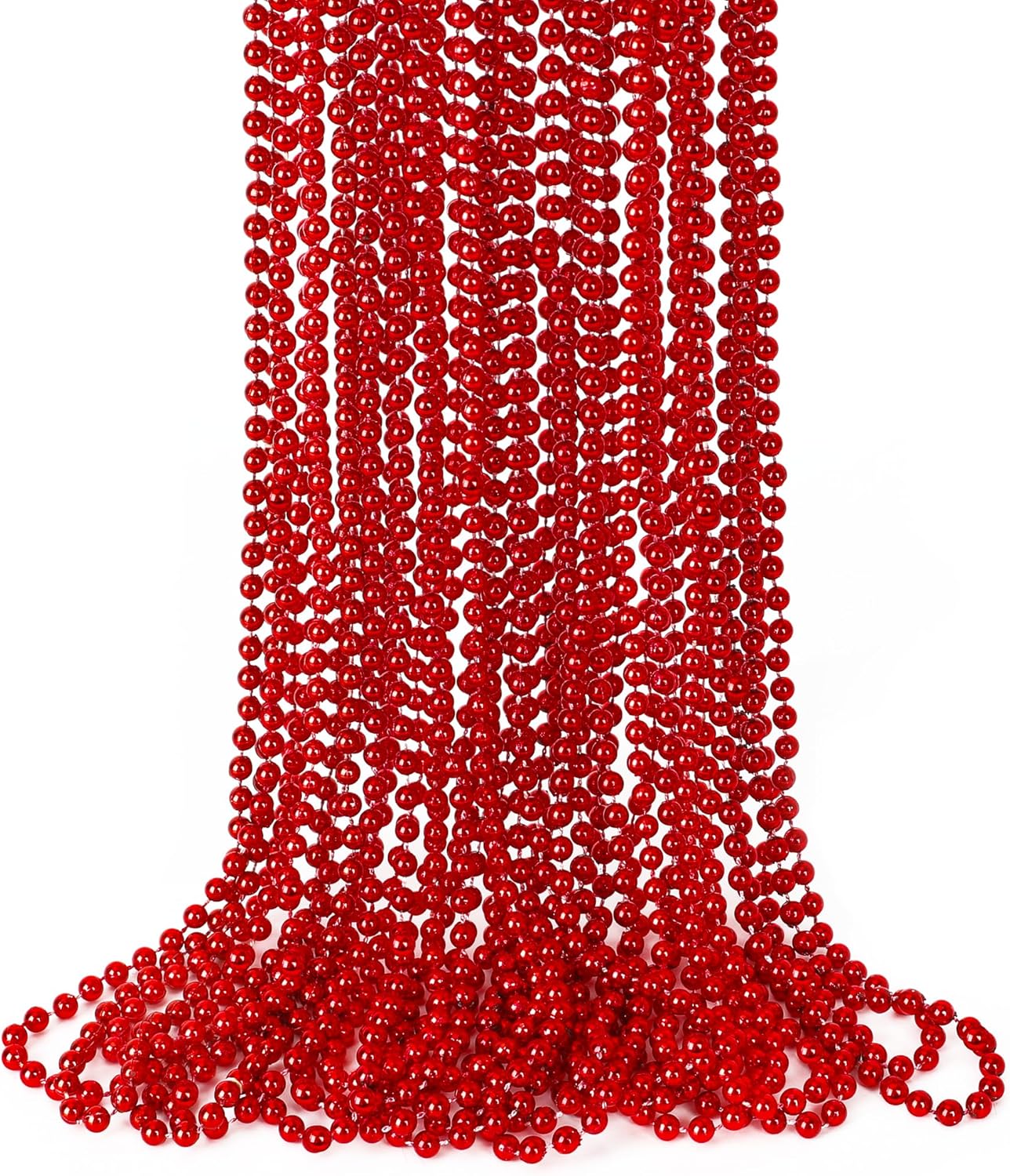 15PCS Red Bead Necklace, Valentines Stuff Beads Necklace Party Favors, 33" Beaded Necklaces Festival Parade Throw Accessories, Wedding Birthday Mardi Gras Christmas Celebrations Decorations