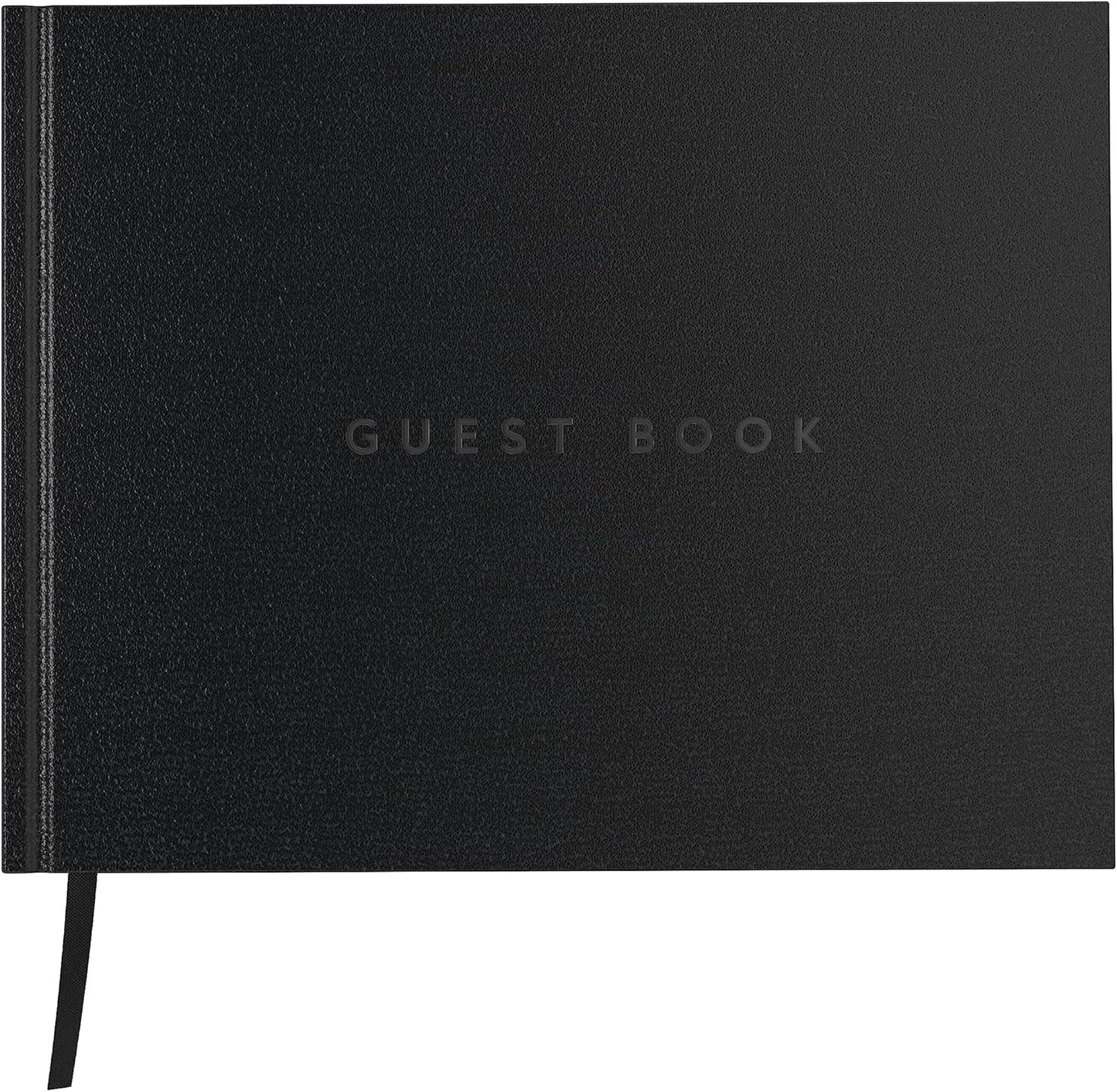 Useful Co. Black Guest Book, Use as Guest Book Wedding Reception, Sign in Book, Guest Book for Vacation Home, Funeral Guest Book, Hardbound Guestbook, Leather Cover, 112 Pages, 9 x 7 Inches