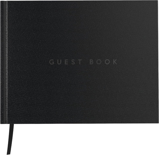 Useful Co. Black Guest Book, Use as Guest Book Wedding Reception, Sign in Book, Guest Book for Vacation Home, Funeral Guest Book, Hardbound Guestbook, Leather Cover, 112 Pages, 9 x 7 Inches