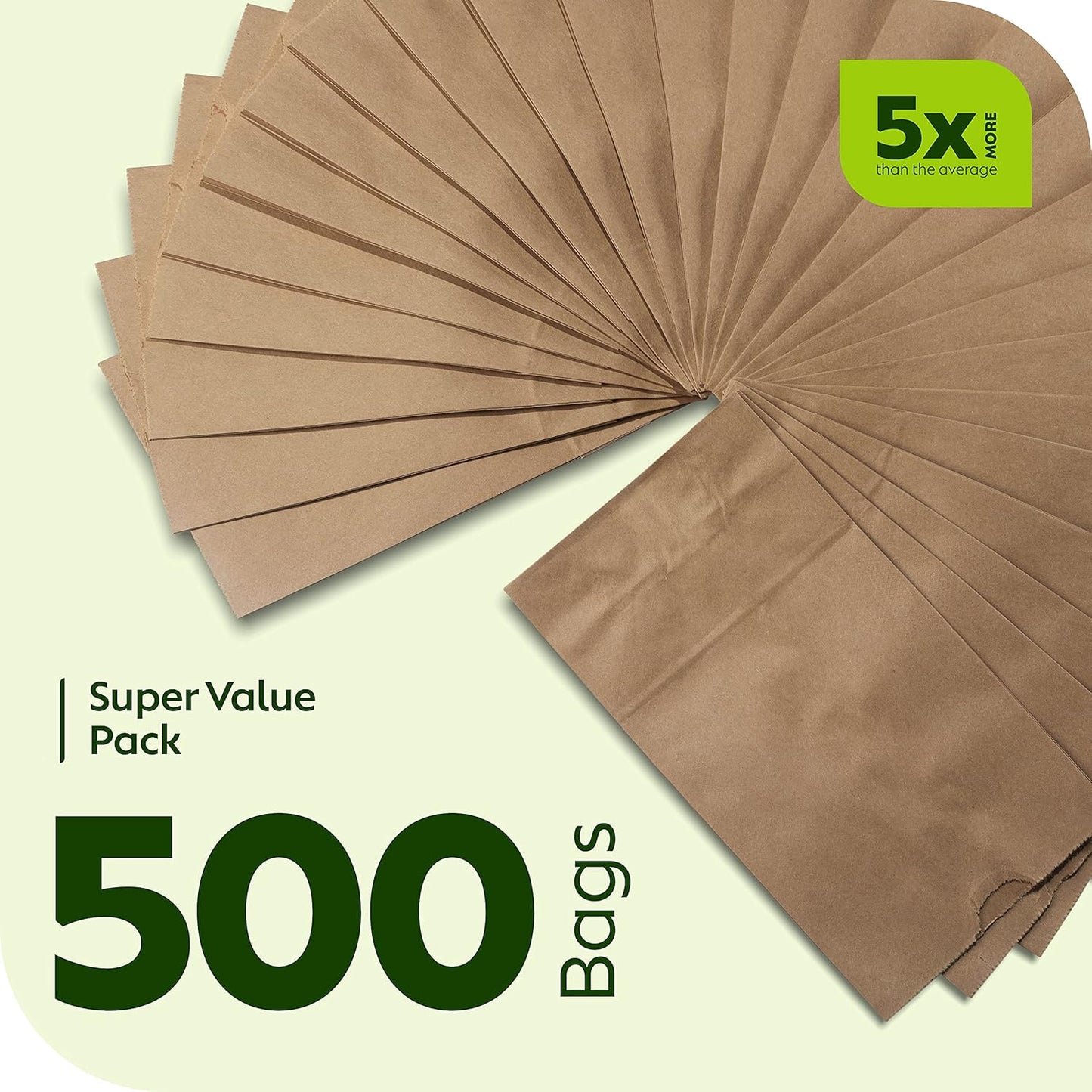 Paper Lunch Bags, Paper Grocery Bags, Durable Kraft Paper Bags, 4 Lb Capacity, Brown Pack of 500 Bags