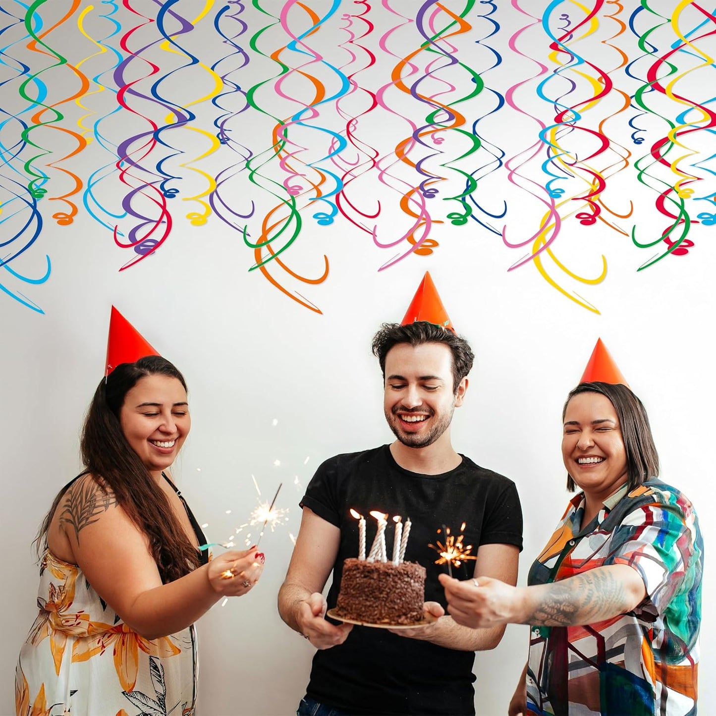 48‑Piece Multi-Color Paper Swirl Decorations – Hanging Party Swirls for Birthday, Baby Shower, Wedding & Celebration Decor