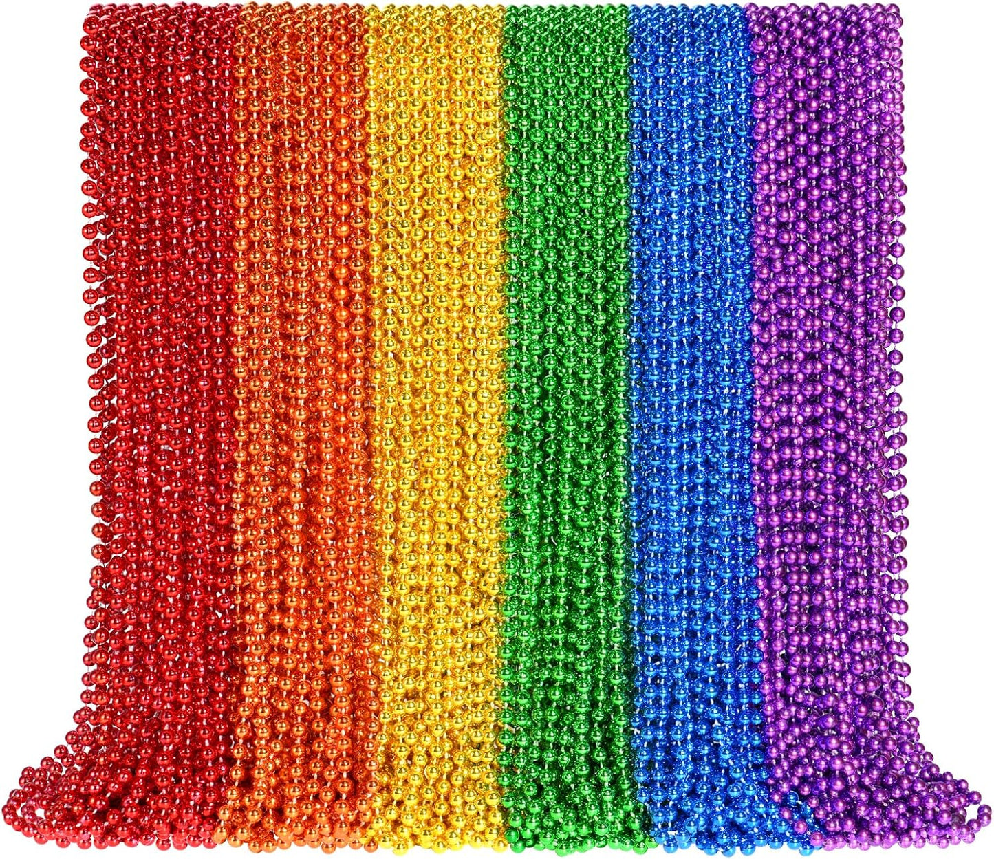 SHAOQINLIN 144 PCS Pride Bead Necklace, Pride Accessories, LGBTQ Rainbow Beads Necklaces Bulk, Pride Beads Stuff for Gay Lesbian Pride Month Parade Throws in 6 Colors