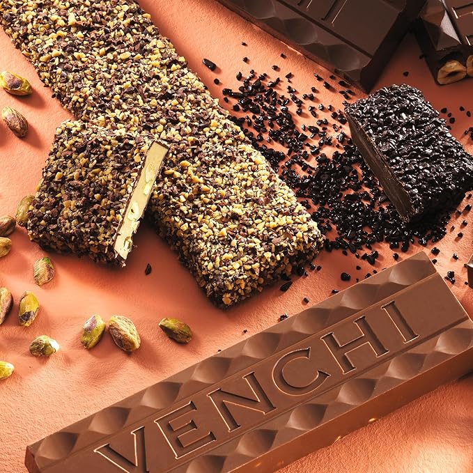 Venchi Chocoviar Soft Bar 7.05 oz - Extra Dark chocolate Shell filled with Cuor di Cacao with Chocoviar 75% - Gluten Free - Vegan Friendly