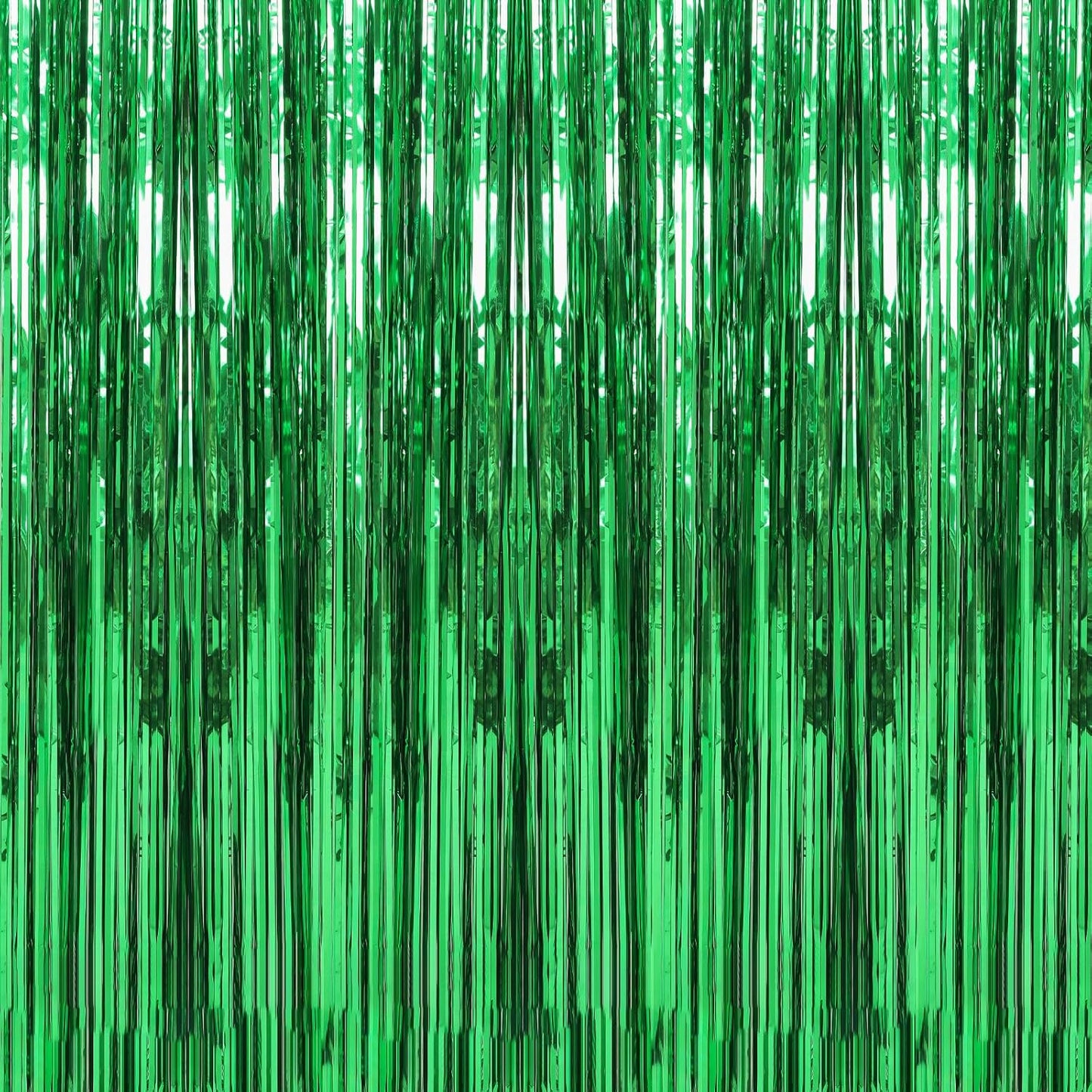 Crosize 7 Pack 3.3 x 9.9 ft Green Foil Fringe Curtains Party Decorations, Green Tinsel Curtain Backdrop for Parties, Door Streamers, Glitter Streamer Backdrop for Birthday Decoration