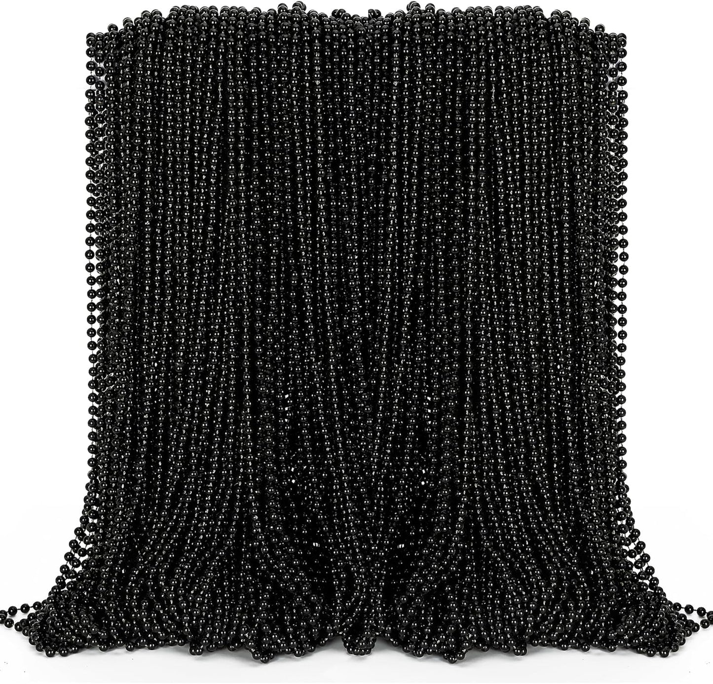 Black Beads Necklace, 100PCS Halloween Black Necklaces Stuff Accessories, 33" Mardi Gras Beads Costume, Festival Parade Throw for Halloween Wedding Party Events Supplies Decorations