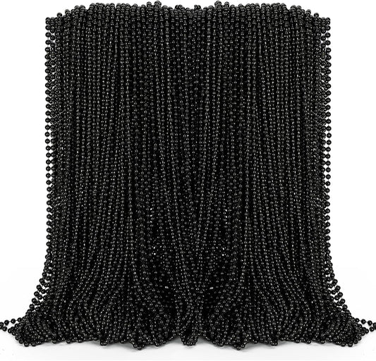 Black Beads Necklace, 100PCS Halloween Black Necklaces Stuff Accessories, 33" Mardi Gras Beads Costume, Festival Parade Throw for Halloween Wedding Party Events Supplies Decorations