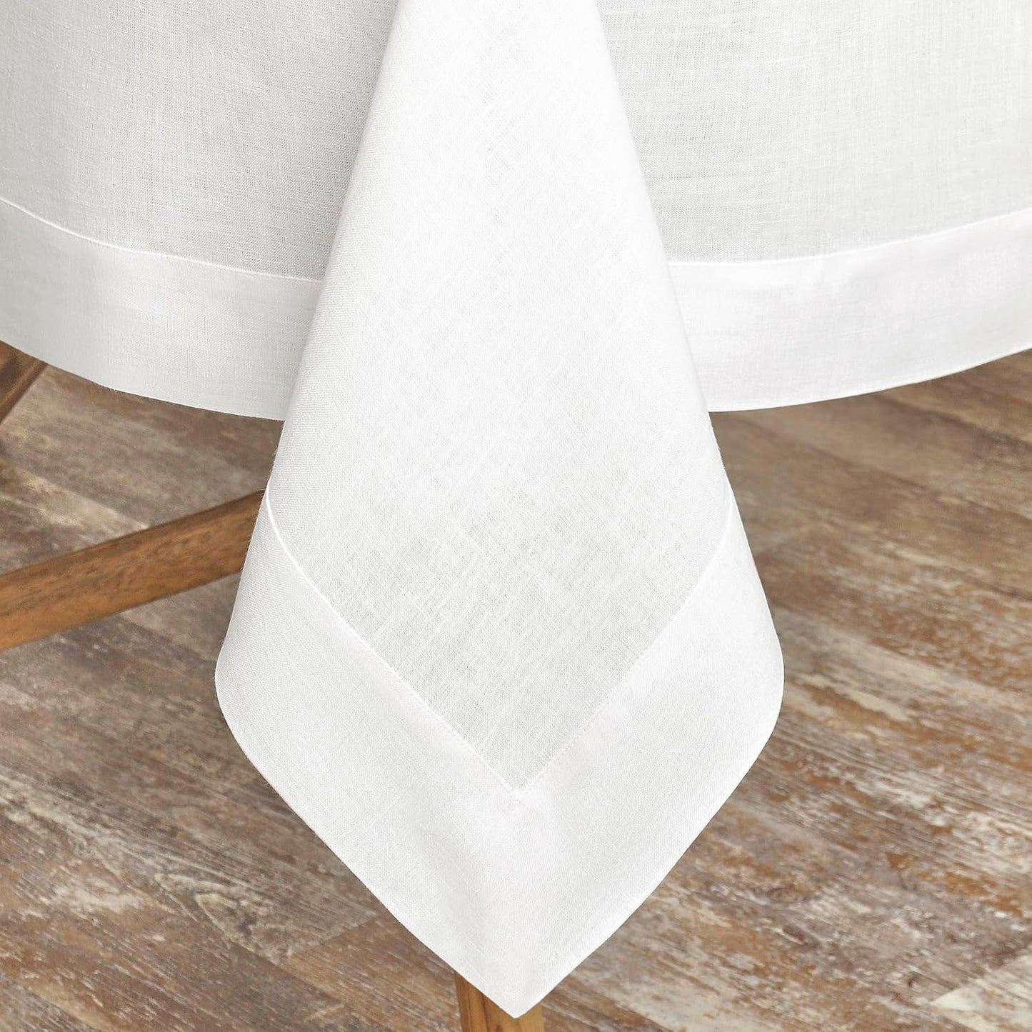 D'Moksha Homes Linen White Tablecloth 60 x 132 Inch - 100% Pure Linen Rectangular Tablecloth - Machine Washable Table Cloth for Fall, Autumn and Halloween