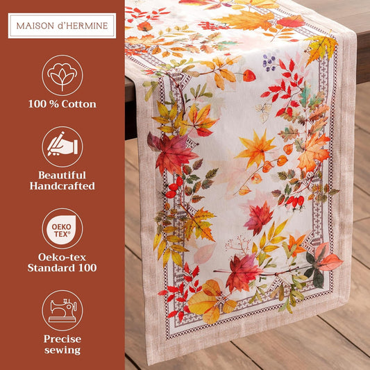 Maison d' Hermine Table Runner 100% Cotton Single Layer Table Runners 72 inches Long for Thanksgiving Christmas Decorations Home Kitchen Dining Party Wedding (Amarante, 14.5" x 72")