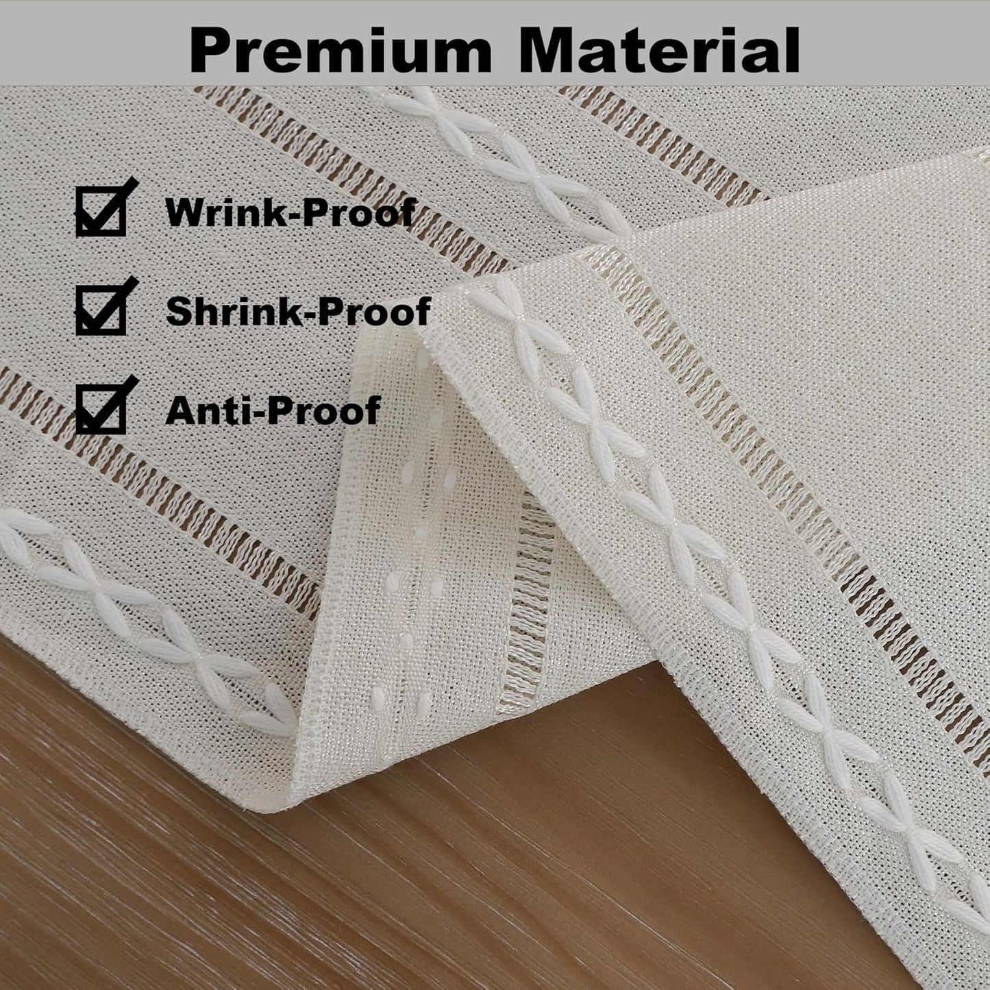 Gernaice Boho Table Runner, Rustic Cotton Linen Farmhouse Table Runners for Holiday Wedding Dining Living Room Bedroom Home Decor, 108" L X 13" W Ivory