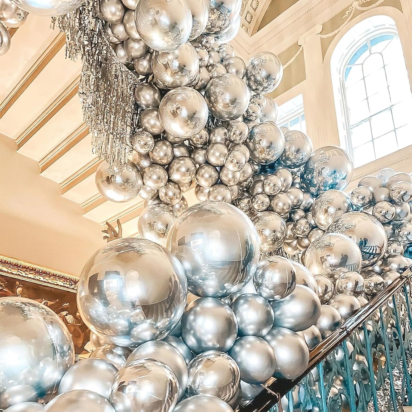 PartyWoo Metallic Silver Balloons 101 pcs 12 Inch Chrome Silver Latex Helium Balloons for Graduation New Year Wedding Baby Shower Gender Reveal Bachelorette Birthday Party Decorations Silver-G102