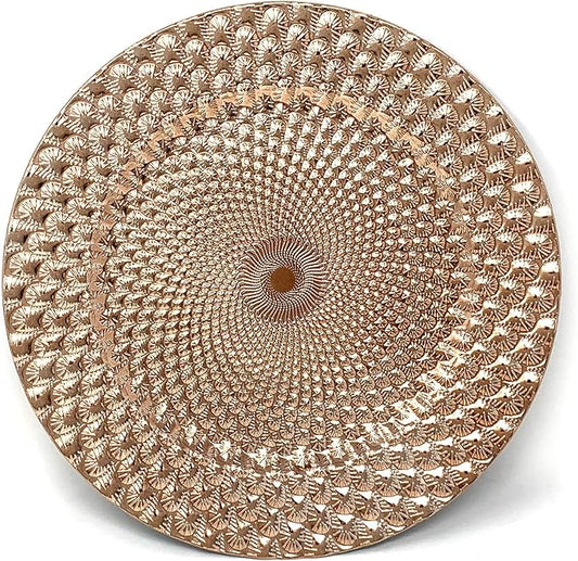 allgala 13-Inch 48-Pack Case Lot Heavy Quality Round Charger Plates-Peacock Rose Gold-HD80363