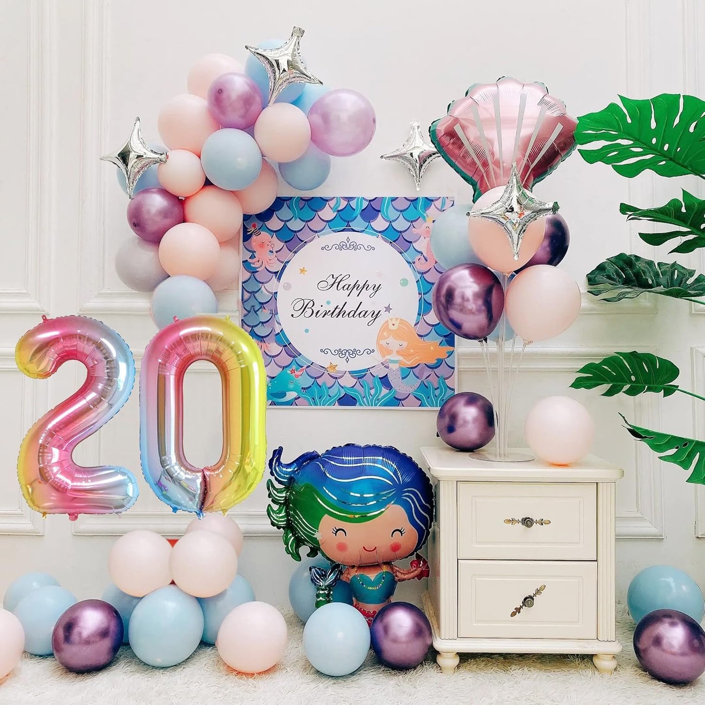 Smlpuame 40 Inch Number Balloons 0-9 Rainbow Gradient Large Number 20 Balloons, Digital Balloons for Birthday Party Celebration Decorations, Helium Foil Number Balloons for Wedding Anniversary