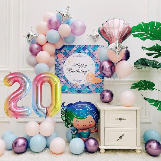 Smlpuame 40 Inch Number Balloons 0-9 Rainbow Gradient Large Number 20 Balloons, Digital Balloons for Birthday Party Celebration Decorations, Helium Foil Number Balloons for Wedding Anniversary