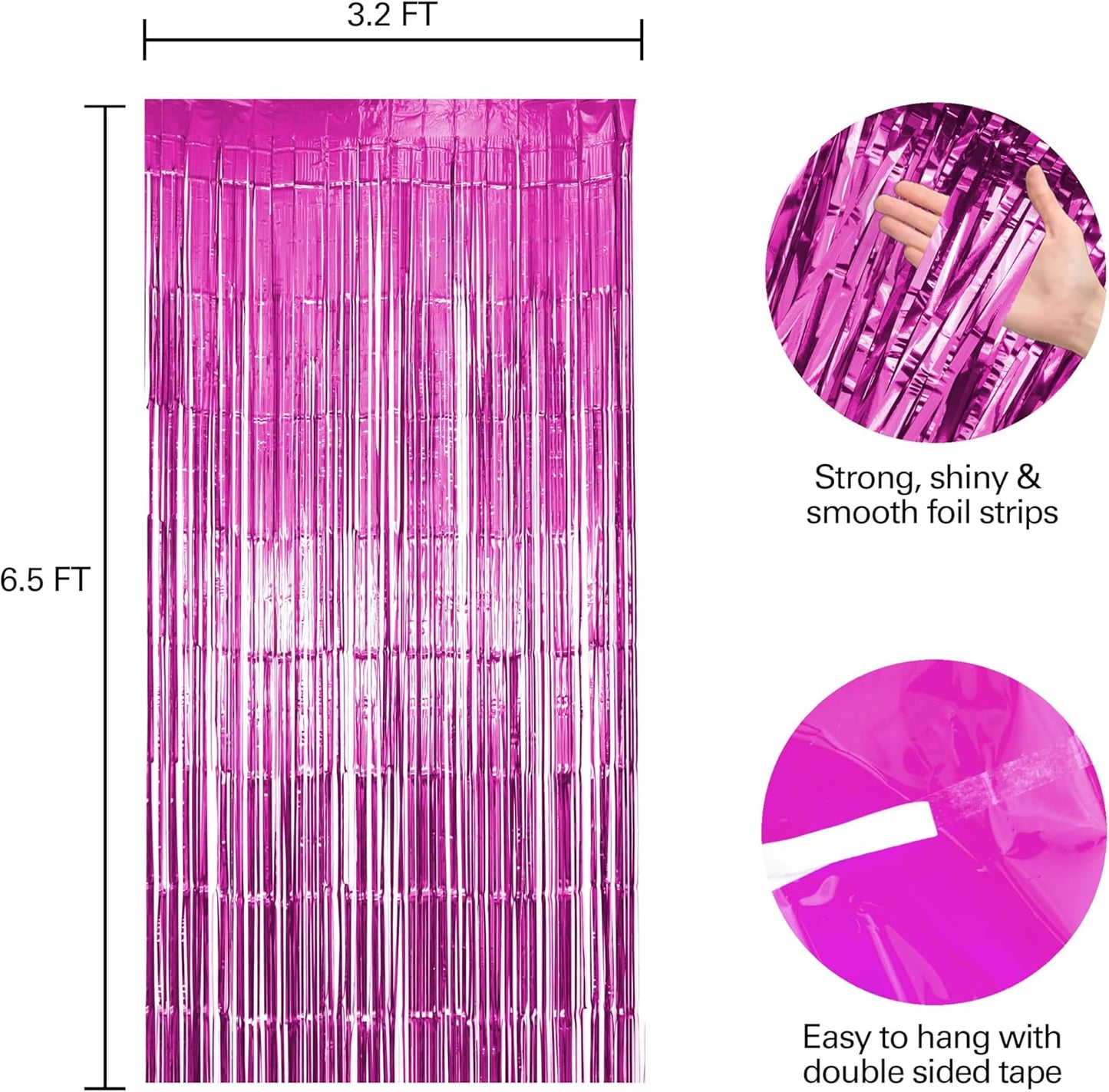 10 Pack Pink Fringe Backdrop, Pink Tinsel Backdrop Curtains, Party Decorations Supplies for Birthday, Holidays, Parties & More