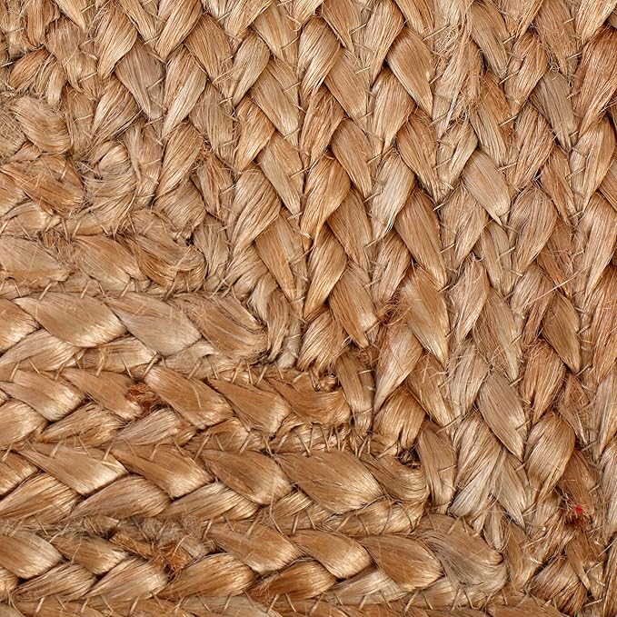 GLAMBURG Jute Braided Placemats Set of 4 Reversible, 100% Jute, Nonslip 13x13 Square Farmhouse Vintage Jute Placemats for Dining Table, Perfect for Indoor Outdoor, Natural
