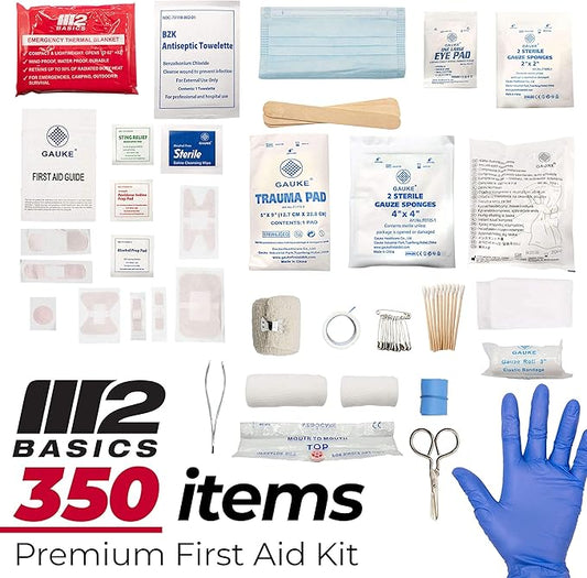 350-Piece Professional First Aid Kit – Wall-Mountable Hard Case for Home, Office, Car & Events