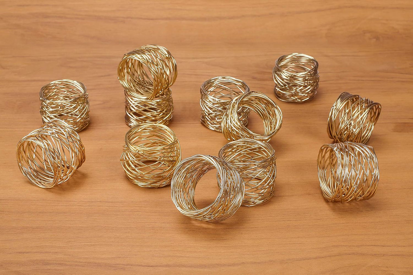 12-Piece Napkin Rings - Gold Metal Napkin Holders for Dining Table Decor, Wedding, Holiday, Party, Everyday Use - Elegant Iron Serviette Rings for Dinner Table Settings - ALPHA Living HOME