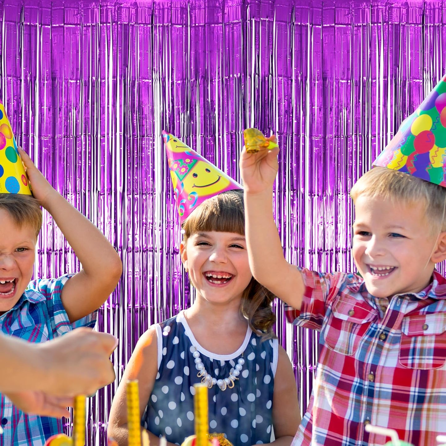 2 Pack Purple Fringe Backdrop Curtains, Purple Streamers Party Backdrop, Party Decorations for Birthday, Holidays, Parties & More