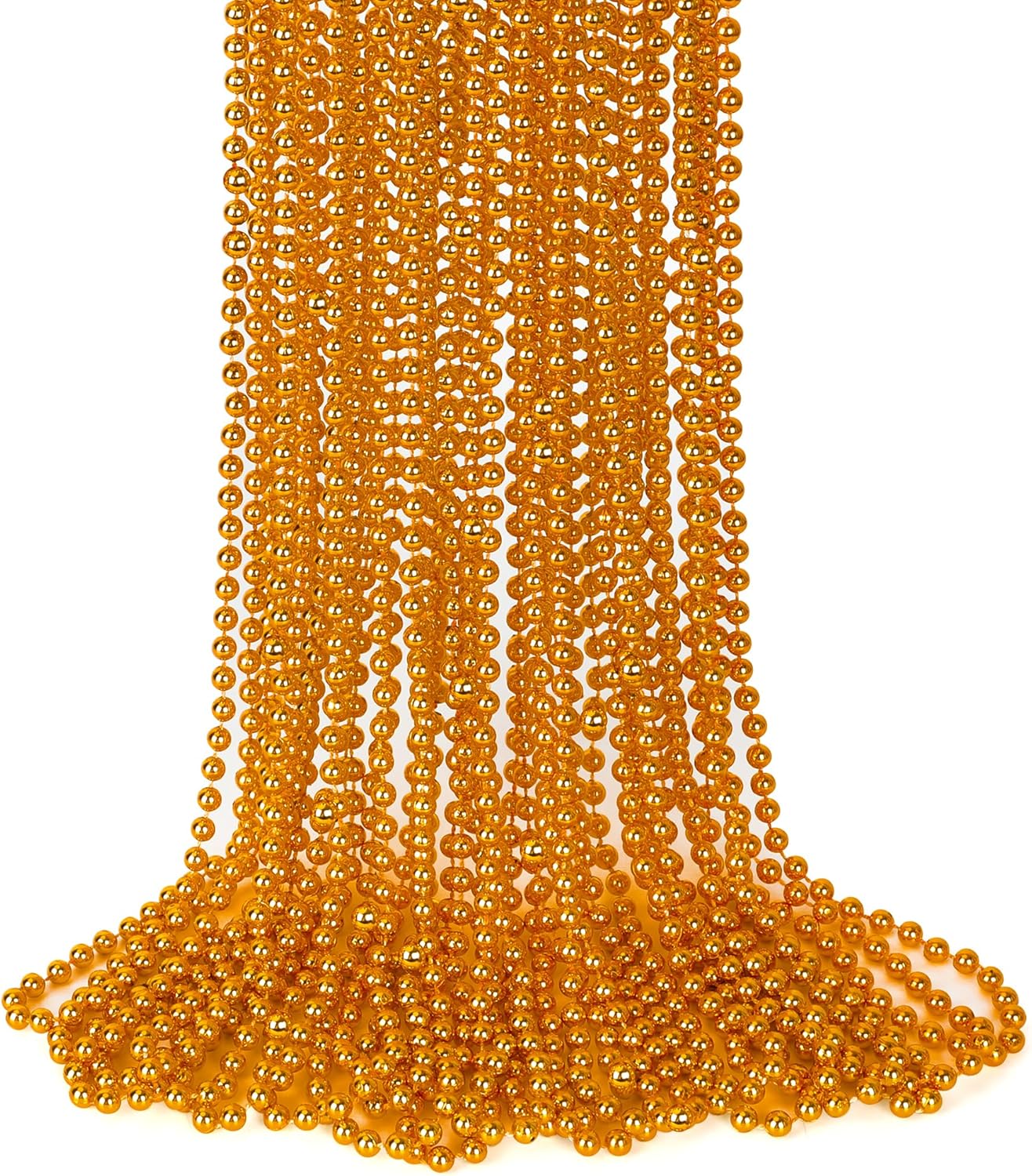 15PCS Bead Necklace, Orange Bead Necklaces Party Favors, 33" Mardi Gras Necklaces Party Parade Supplies, Festival Parade Throw for Mardi Gras Halloween Wedding Celebrations Decorations