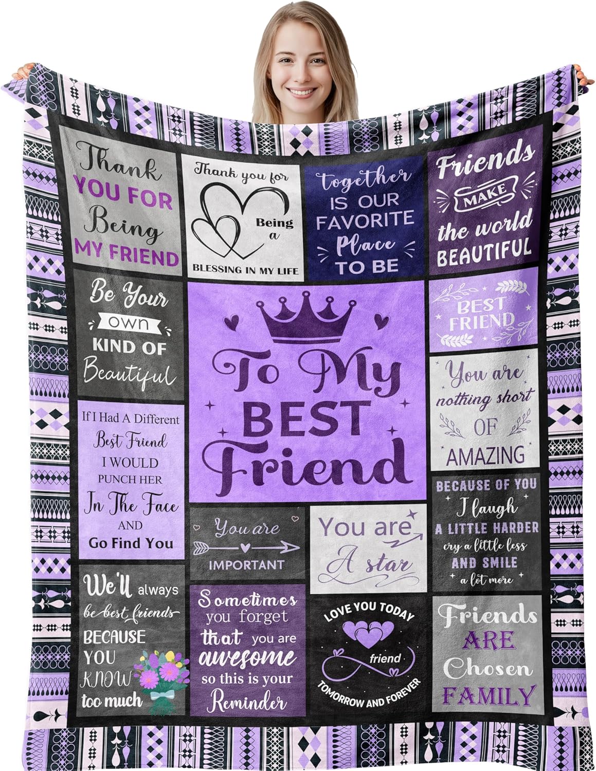 Best Friend Birthday Gifts for Women Friendship, Long Distance Friendship Gifts for Women, Christmas Mother's Day Birthday Gifts for Best Friend Woman, BFF/Soul Sister/Bestie Blanket 60" x 50"