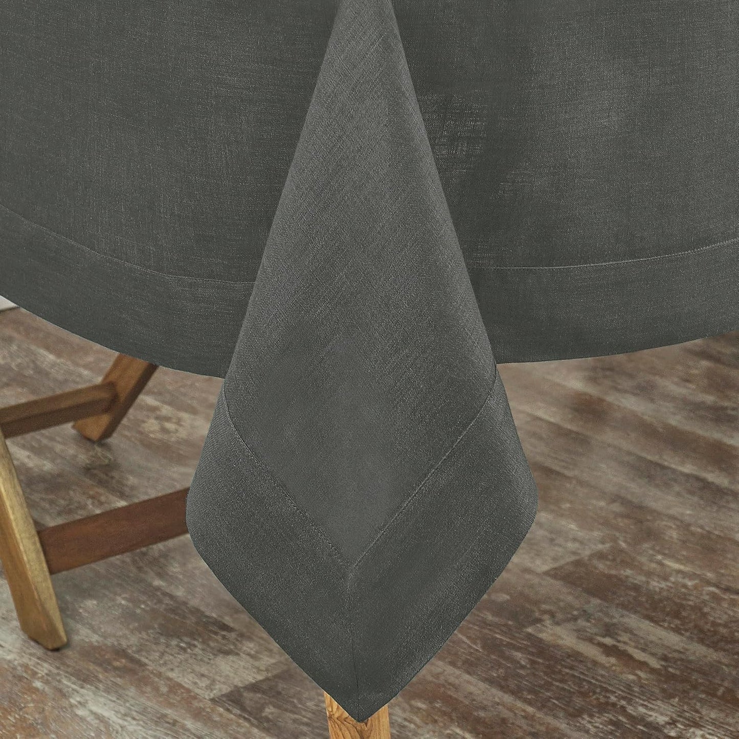 D'Moksha Homes Linen Tablecloth 60 x 90 Inch - 100% Pure Linen Charcoal Grey Tablecloth for Rectangle Tables - Machine Washable Table Cloth for Fall, Autumn and Halloween